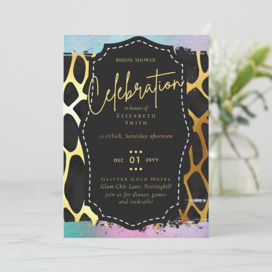 LeahG Budget Glam Chic Vrijgezellenfeest Unicorn G Kaart (Staand voorkant)