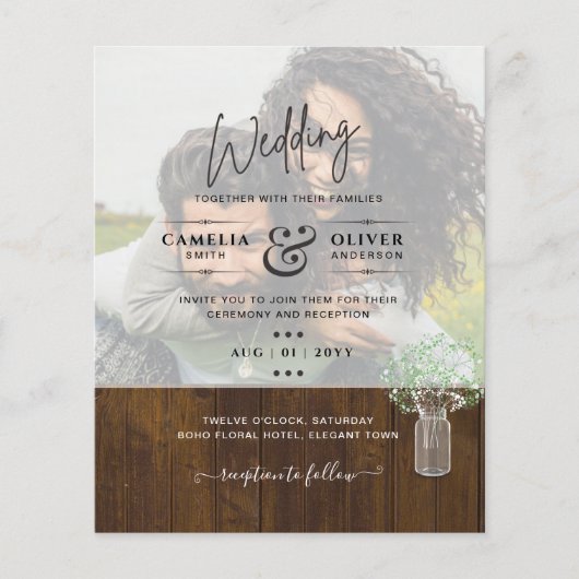 LeahG BUDGET Gypsophila PHOTO OVERLAY Wedding Flyer (Voorkant)