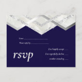 LeahG Budget Marine Zilveren Deco Bruiloft RSVP Uitnodiging Briefkaart (Voorkant)
