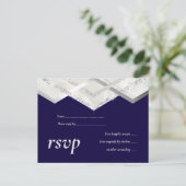 LeahG Budget Marine Zilveren Deco Bruiloft RSVP Uitnodiging Briefkaart (Staand voorkant)