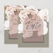 LeahG BUDGET Moss Blush Wedding Save the Date (Voorkant / Achterkant)