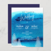 LeahG BUDGET Mountain Blue Wedding Invite (Voorkant / Achterkant)