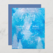LeahG BUDGET Mountain Blue Wedding Invite (Voorkant / Achterkant)