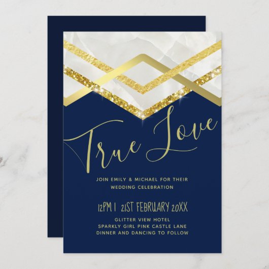 LeahG Budget Navy Gold Art Deco Wedding (Voorkant / Achterkant)