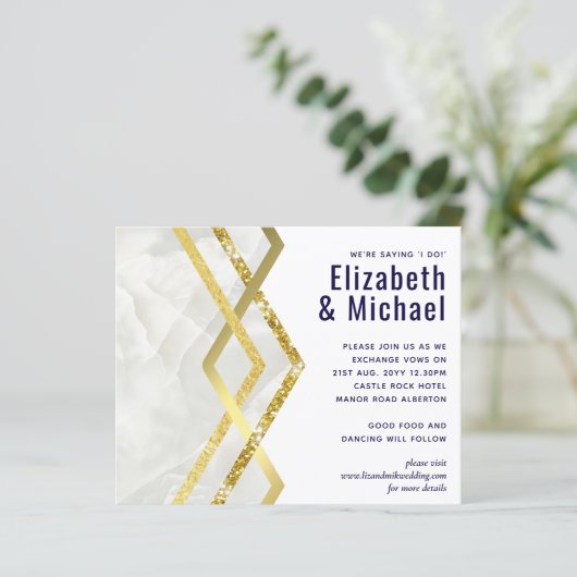 LeahG Budget Navy Gold Art Deco Wedding (Staand voorkant)