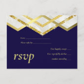 LeahG Budget Navy Gold Art Deco Wedding Uitnodiging Briefkaart (Voorkant)