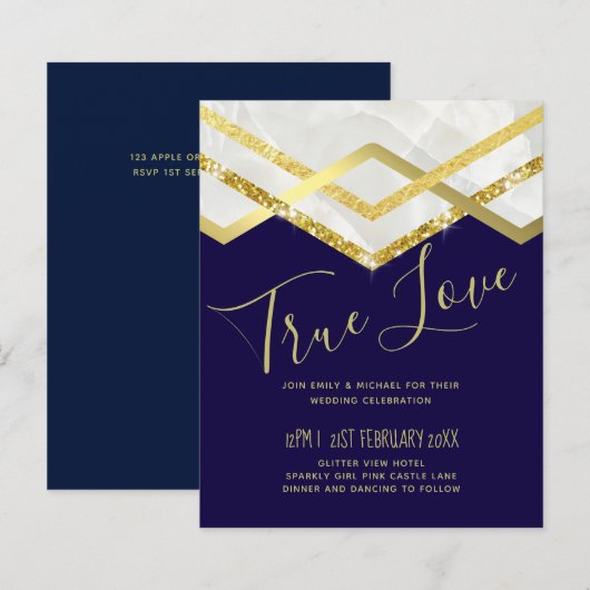 LeahG Budget Navy Gouden Art Deco Bruiloft (Voorkant / Achterkant)