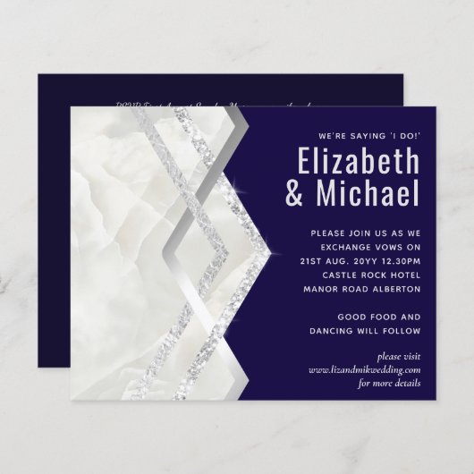 LeahG Budget Navy Silver Deco Wedding (Voorkant / Achterkant)