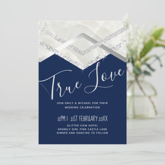 LeahG Budget Navy Silver Deco Wedding (Staand voorkant)