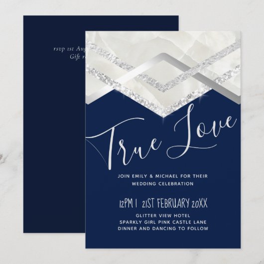 LeahG Budget Navy Silver Deco Wedding (Voorkant / Achterkant)