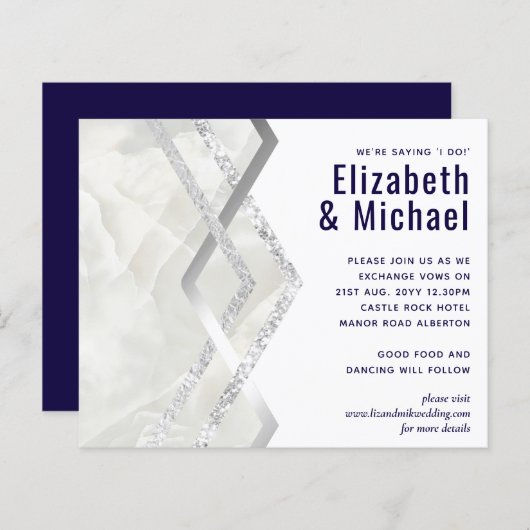LeahG Budget Navy Silver Deco Wedding (Voorkant / Achterkant)