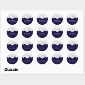 LeahG Budget Navy Zilveren Deco Bruiloft Ronde Sticker (Vel)