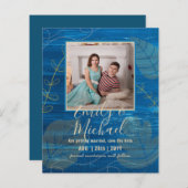 LeahG Budget PHOTO Save Date Blauwgroen Gold Leave (Voorkant / Achterkant)