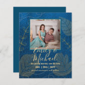 LeahG Budget PHOTO Save Date Navy Gold (Voorkant / Achterkant)