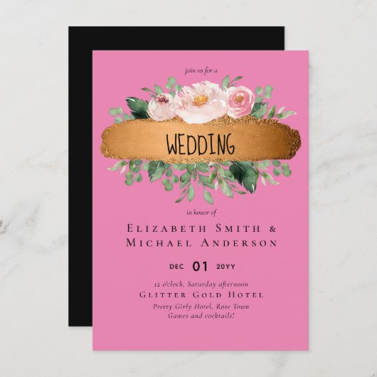 LeahG Budget Roos Glamor Girly Wedding (Voorkant / Achterkant)