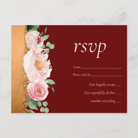 LeahG Budget Roos Glamor Girly Wedding Briefkaart (Voorkant)