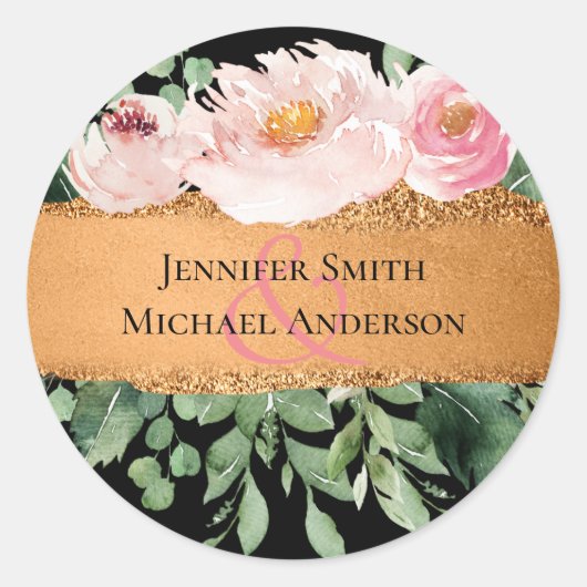 LeahG Budget Roos Glamor Girly Wedding Ronde Sticker (Voorkant)