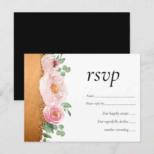 LeahG Budget Roos Glamor Girly Wedding Uitnodiging Briefkaart (Voorkant / Achterkant)