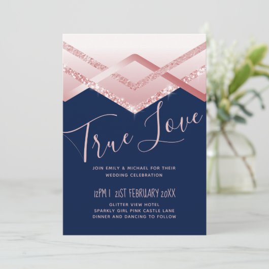 LeahG Budget Rosegold Art Deco Navy Wedding (Staand voorkant)