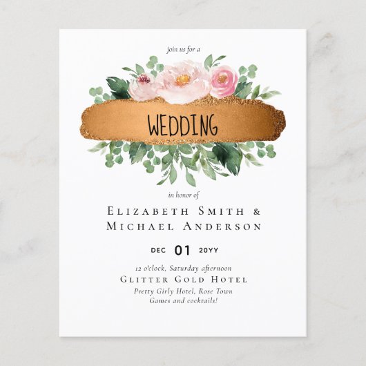 LeahG Budget Roze Gouden Glam Bruiloft (Voorkant)