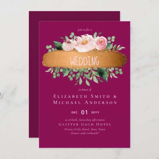 LeahG Budget Roze Gouden Glam Bruiloft (Voorkant / Achterkant)