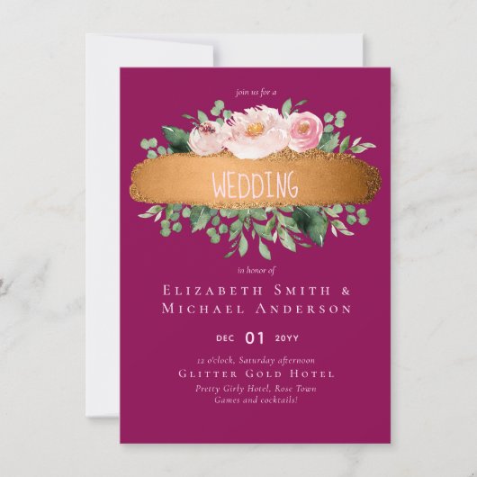 LeahG Budget Roze Gouden Glam Bruiloft (Voorkant)