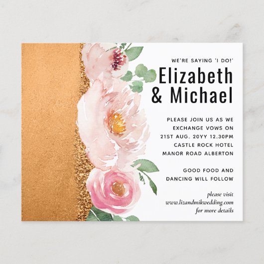 LeahG Budget Roze Gouden Glam Bruiloft (Voorkant)