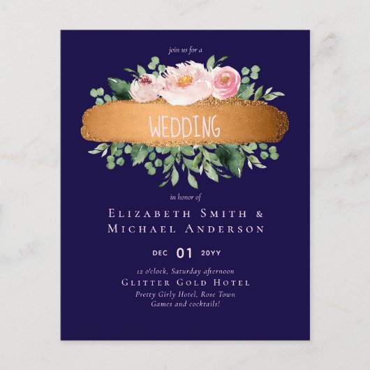 LeahG Budget Roze Gouden Glam Bruiloft (Voorkant)