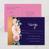 LeahG Budget Roze Gouden Glam Bruiloft Briefkaart (Voorkant / Achterkant)