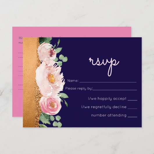 LeahG Budget Roze Gouden Glam Bruiloft Briefkaart (Voorkant / Achterkant)