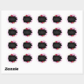 LeahG Budget Roze Roos Zwarte Moderne Trouwdag Ronde Sticker (Vel)