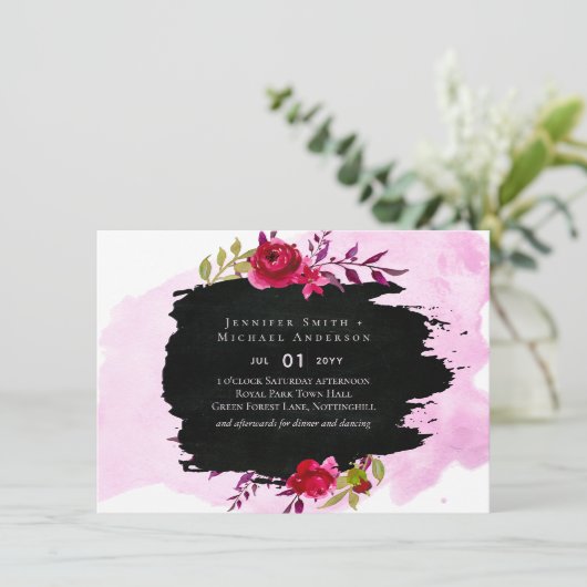 LeahG Budget roze Rose Black Modern Wedding (Staand voorkant)