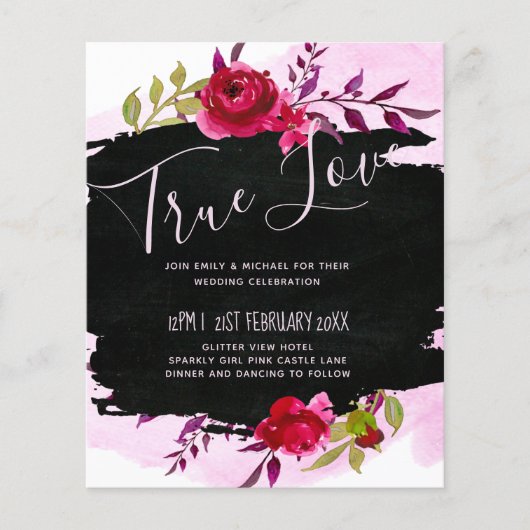 LeahG Budget roze Rose Black Modern Wedding (Voorkant)