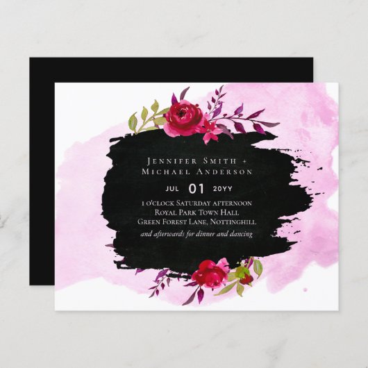 LeahG Budget roze Rose Black Modern Wedding (Voorkant / Achterkant)