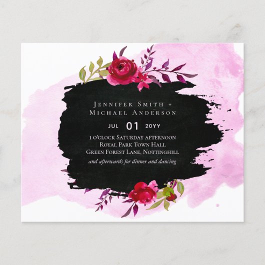LeahG Budget roze Rose Black Modern Wedding (Voorkant)
