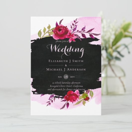 LeahG Budget roze Rose Black Modern Wedding (Staand voorkant)