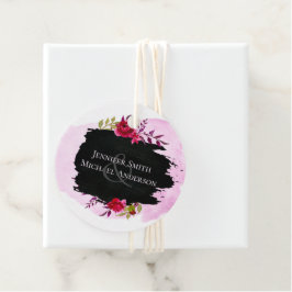 LeahG Budget roze Rose Black Modern Wedding Bedankjes Labels