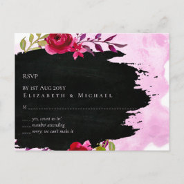 LeahG Budget roze Rose Black Modern Wedding Briefkaart