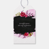 LeahG Budget roze Rose Black Modern Wedding Cadeaulabel (Voorkant)