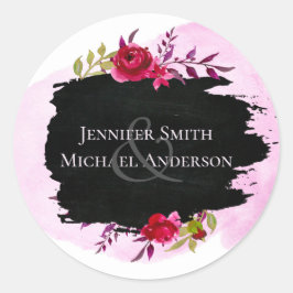 LeahG Budget roze Rose Black Modern Wedding Ronde Sticker