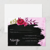 LeahG Budget roze Rose Black Modern Wedding Uitnodiging Briefkaart (Voorkant / Achterkant)