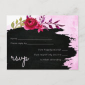 LeahG Budget roze Rose Black Modern Wedding Uitnodiging Briefkaart (Voorkant)