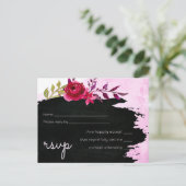 LeahG Budget roze Rose Black Modern Wedding Uitnodiging Briefkaart (Staand voorkant)
