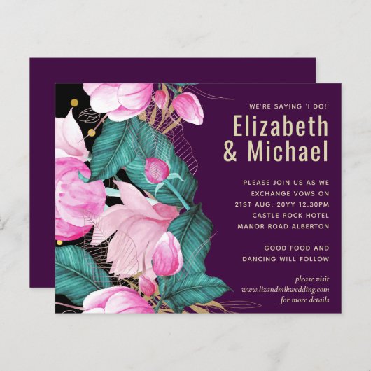 LeahG Budget Roze Rozen Plum Moderne Trouw Chic (Voorkant / Achterkant)