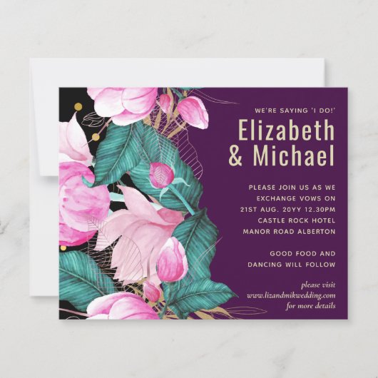 LeahG Budget Roze Rozen Plum Moderne Trouw Chic (Voorkant)