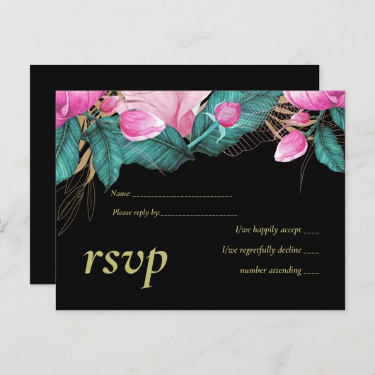 LeahG Budget Roze Rozen Plum Moderne Trouw Chic Uitnodiging Briefkaart (Voorkant / Achterkant)