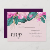 LeahG Budget Roze Rozen Plum Moderne Trouw Chic Uitnodiging Briefkaart (Voorkant / Achterkant)