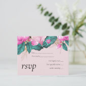 LeahG Budget Roze Rozen Plum Moderne Trouw Chic Uitnodiging Briefkaart (Staand voorkant)