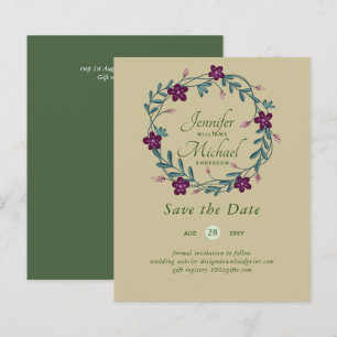 LeahG BUDGET Save Date Plum Floral Wreater