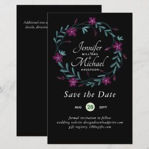 LeahG BUDGET Save Date Plum Floral Wreater